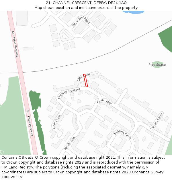 21, CHANNEL CRESCENT, DERBY, DE24 1AQ: Location map and indicative extent of plot