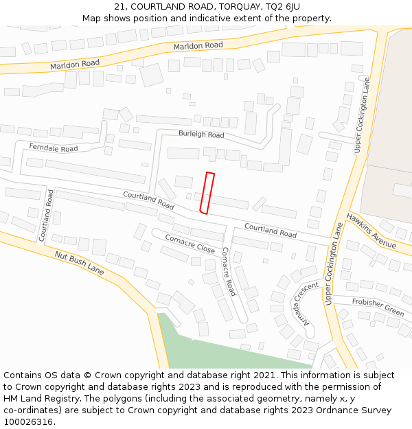 21, COURTLAND ROAD, TORQUAY, TQ2 6JU: Location map and indicative extent of plot