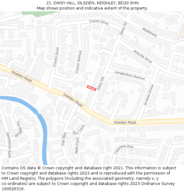 21, DAISY HILL, SILSDEN, KEIGHLEY, BD20 0HN: Location map and indicative extent of plot
