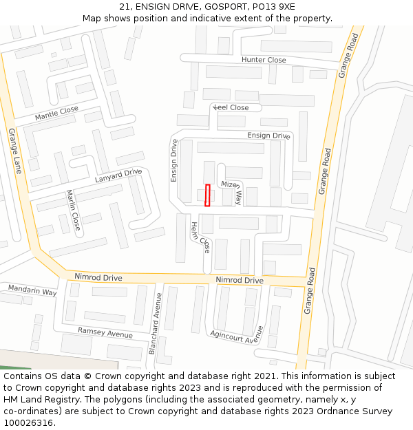 21, ENSIGN DRIVE, GOSPORT, PO13 9XE: Location map and indicative extent of plot
