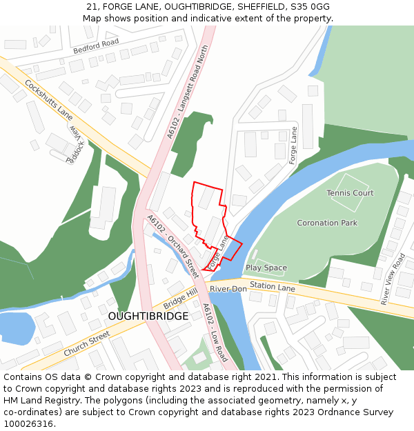 21, FORGE LANE, OUGHTIBRIDGE, SHEFFIELD, S35 0GG: Location map and indicative extent of plot