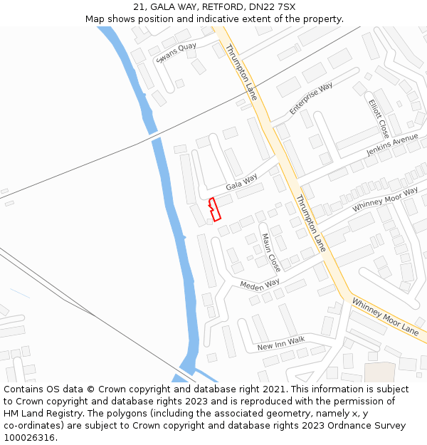 21, GALA WAY, RETFORD, DN22 7SX: Location map and indicative extent of plot