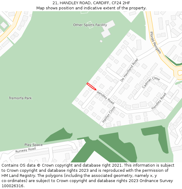 21, HANDLEY ROAD, CARDIFF, CF24 2HF: Location map and indicative extent of plot
