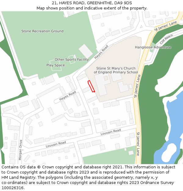 21, HAYES ROAD, GREENHITHE, DA9 9DS: Location map and indicative extent of plot