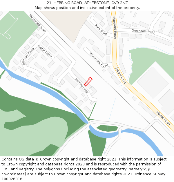 21, HERRING ROAD, ATHERSTONE, CV9 2NZ: Location map and indicative extent of plot