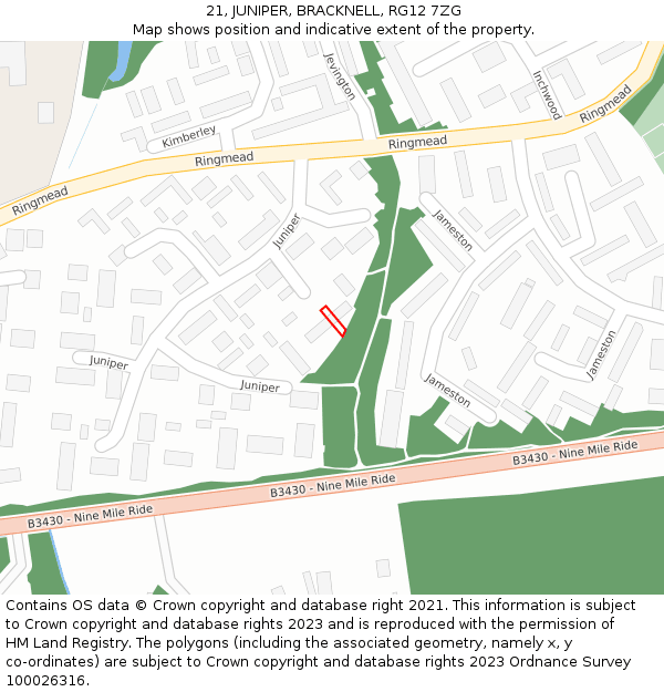 21, JUNIPER, BRACKNELL, RG12 7ZG: Location map and indicative extent of plot