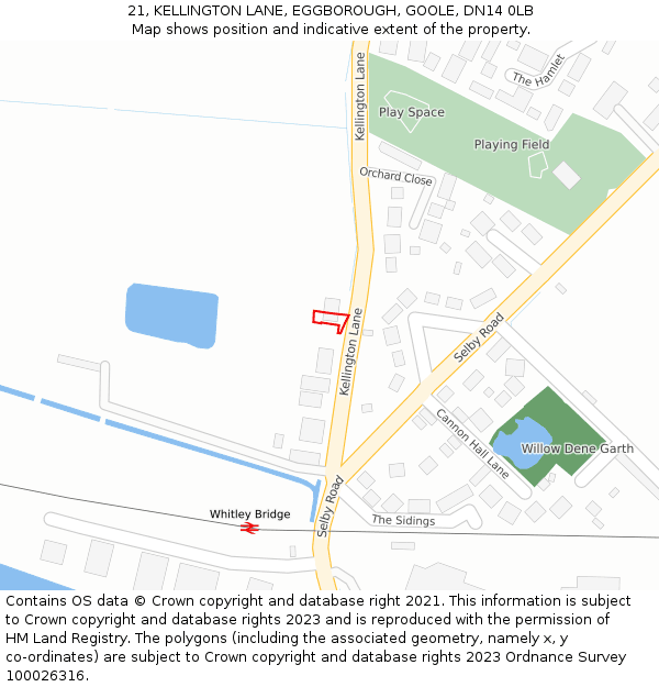 21, KELLINGTON LANE, EGGBOROUGH, GOOLE, DN14 0LB: Location map and indicative extent of plot