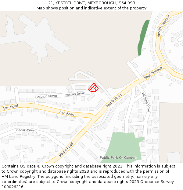 21, KESTREL DRIVE, MEXBOROUGH, S64 9SR: Location map and indicative extent of plot
