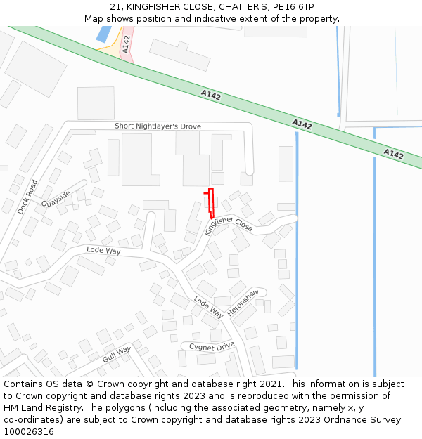 21, KINGFISHER CLOSE, CHATTERIS, PE16 6TP: Location map and indicative extent of plot