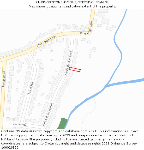 21, KINGS STONE AVENUE, STEYNING, BN44 3FJ: Location map and indicative extent of plot