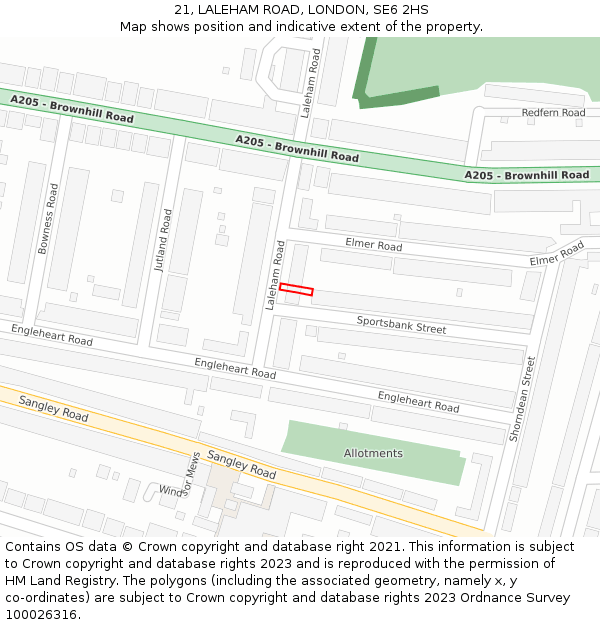 21, LALEHAM ROAD, LONDON, SE6 2HS: Location map and indicative extent of plot
