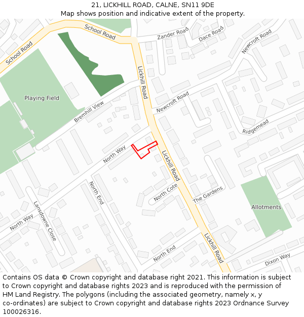 21, LICKHILL ROAD, CALNE, SN11 9DE: Location map and indicative extent of plot