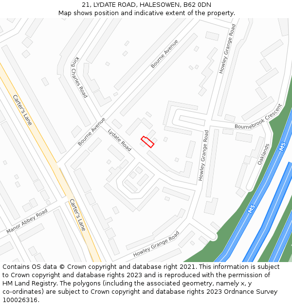 21, LYDATE ROAD, HALESOWEN, B62 0DN: Location map and indicative extent of plot