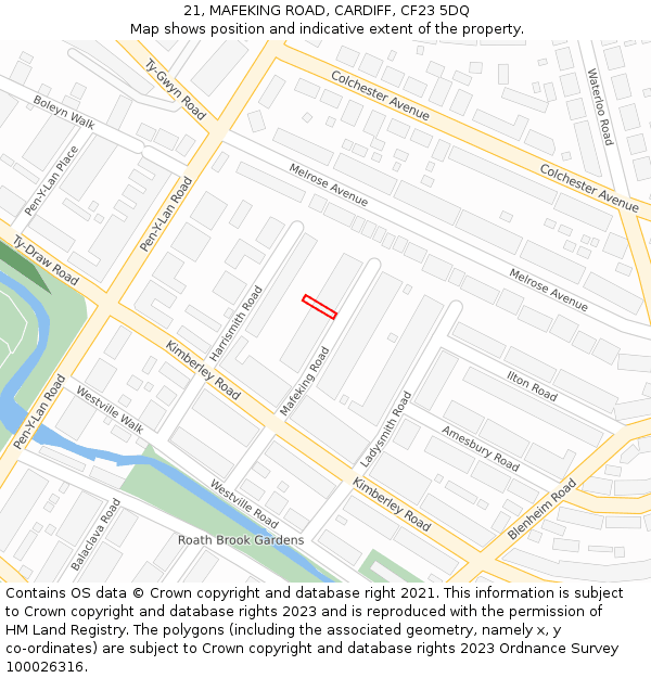 21, MAFEKING ROAD, CARDIFF, CF23 5DQ: Location map and indicative extent of plot