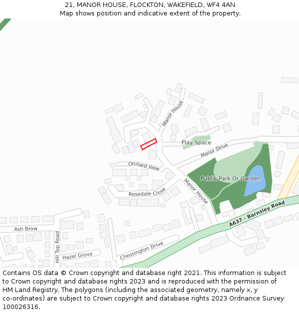 21, MANOR HOUSE, FLOCKTON, WAKEFIELD, WF4 4AN: Location map and indicative extent of plot