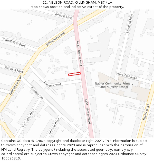 21, NELSON ROAD, GILLINGHAM, ME7 4LH: Location map and indicative extent of plot