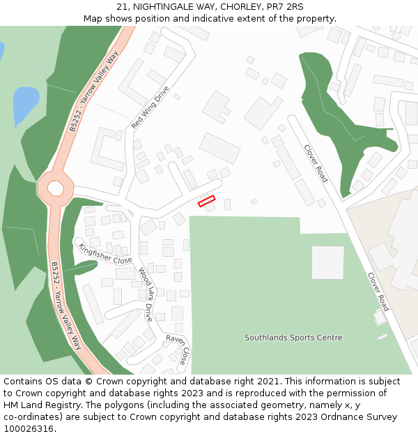 21, NIGHTINGALE WAY, CHORLEY, PR7 2RS: Location map and indicative extent of plot