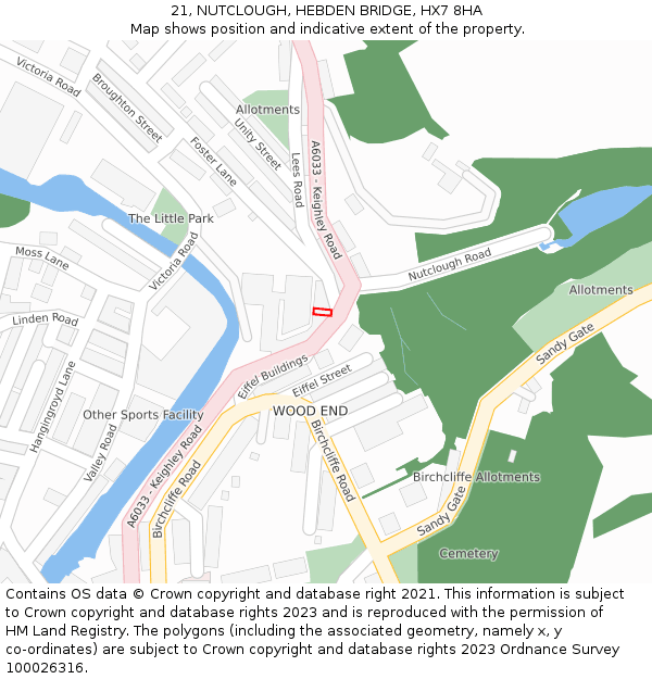 21, NUTCLOUGH, HEBDEN BRIDGE, HX7 8HA: Location map and indicative extent of plot