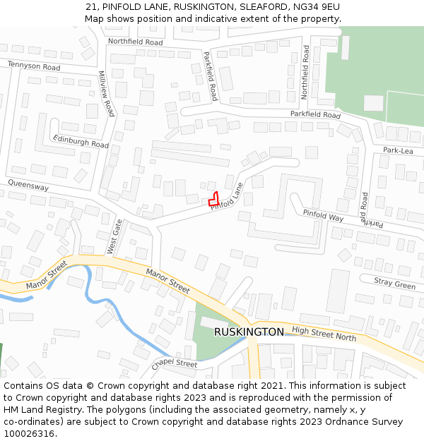 21, PINFOLD LANE, RUSKINGTON, SLEAFORD, NG34 9EU: Location map and indicative extent of plot
