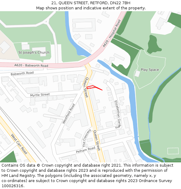 21, QUEEN STREET, RETFORD, DN22 7BH: Location map and indicative extent of plot