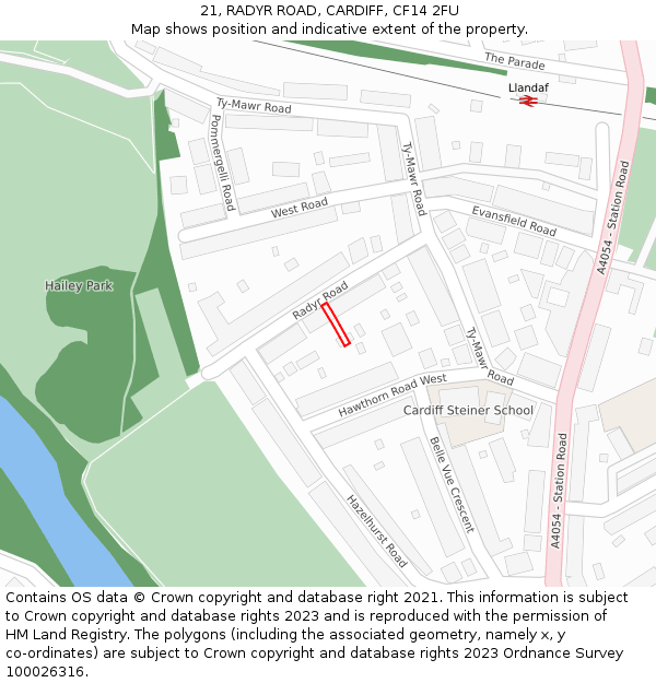 21, RADYR ROAD, CARDIFF, CF14 2FU: Location map and indicative extent of plot