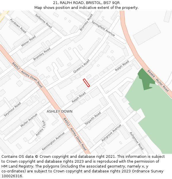 21, RALPH ROAD, BRISTOL, BS7 9QR: Location map and indicative extent of plot
