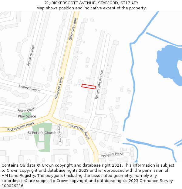 21, RICKERSCOTE AVENUE, STAFFORD, ST17 4EY: Location map and indicative extent of plot