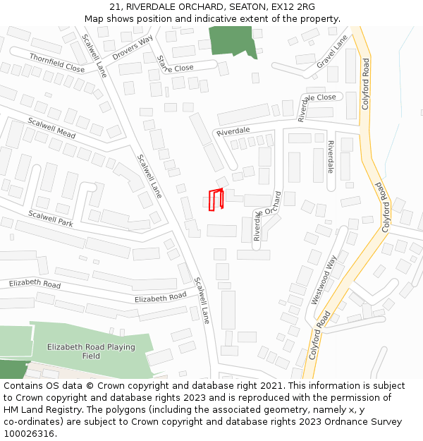 21, RIVERDALE ORCHARD, SEATON, EX12 2RG: Location map and indicative extent of plot
