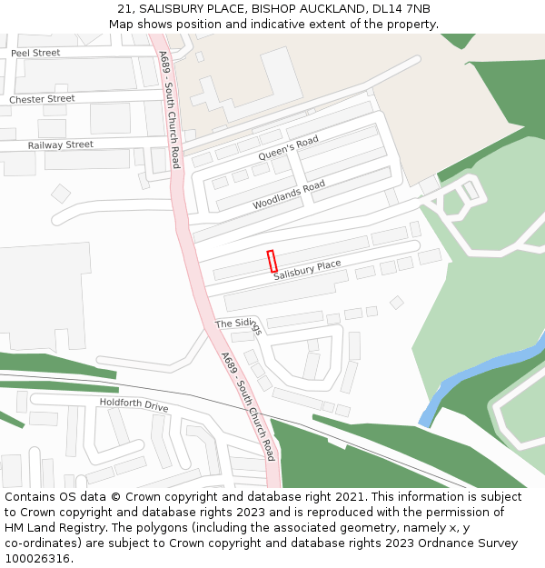 21, SALISBURY PLACE, BISHOP AUCKLAND, DL14 7NB: Location map and indicative extent of plot