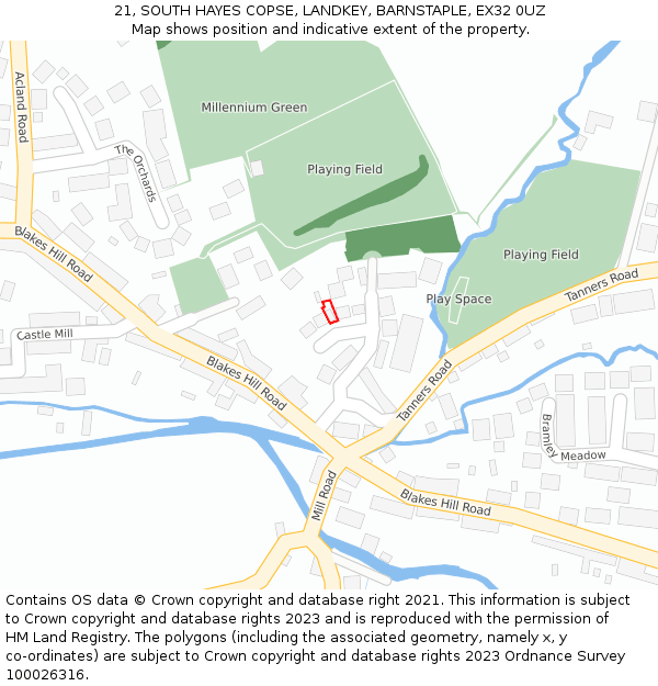 21, SOUTH HAYES COPSE, LANDKEY, BARNSTAPLE, EX32 0UZ: Location map and indicative extent of plot