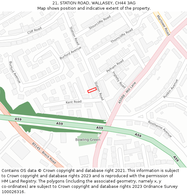 21, STATION ROAD, WALLASEY, CH44 3AG: Location map and indicative extent of plot