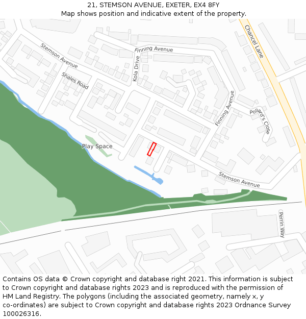 21, STEMSON AVENUE, EXETER, EX4 8FY: Location map and indicative extent of plot