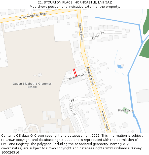 21, STOURTON PLACE, HORNCASTLE, LN9 5AZ: Location map and indicative extent of plot