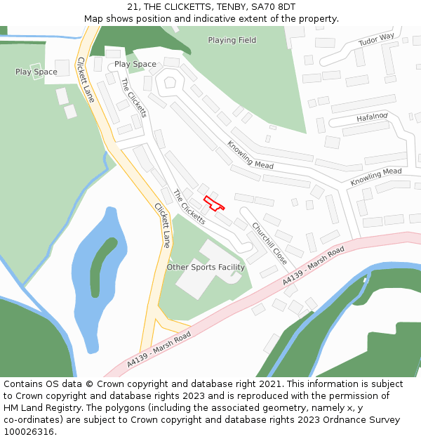 21, THE CLICKETTS, TENBY, SA70 8DT: Location map and indicative extent of plot