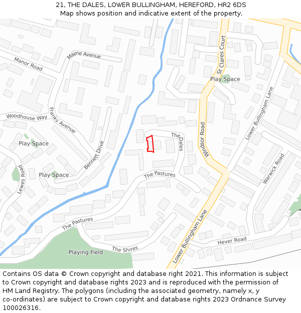21, THE DALES, LOWER BULLINGHAM, HEREFORD, HR2 6DS: Location map and indicative extent of plot