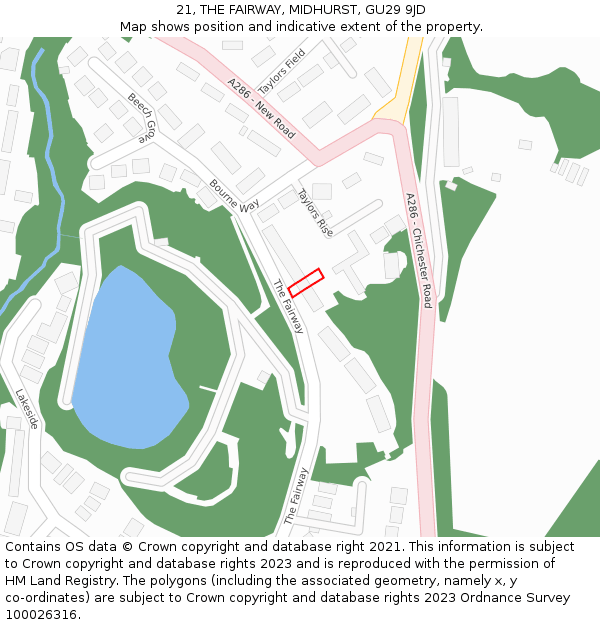 21, THE FAIRWAY, MIDHURST, GU29 9JD: Location map and indicative extent of plot