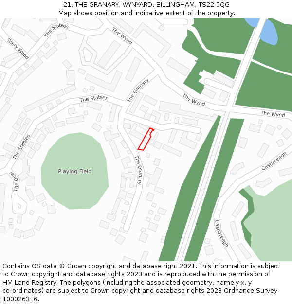 21, THE GRANARY, WYNYARD, BILLINGHAM, TS22 5QG: Location map and indicative extent of plot
