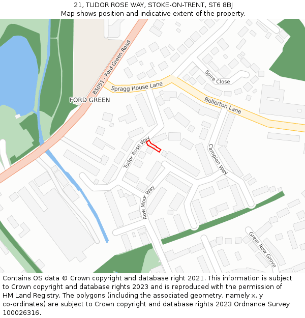 21, TUDOR ROSE WAY, STOKE-ON-TRENT, ST6 8BJ: Location map and indicative extent of plot