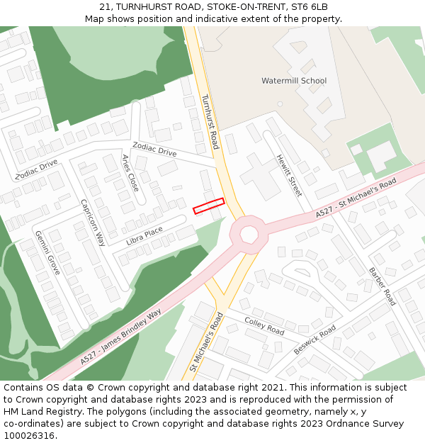 21, TURNHURST ROAD, STOKE-ON-TRENT, ST6 6LB: Location map and indicative extent of plot