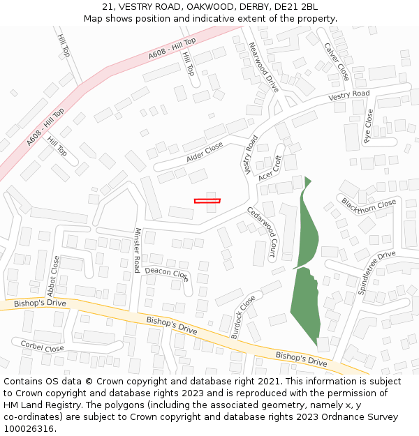 21, VESTRY ROAD, OAKWOOD, DERBY, DE21 2BL: Location map and indicative extent of plot