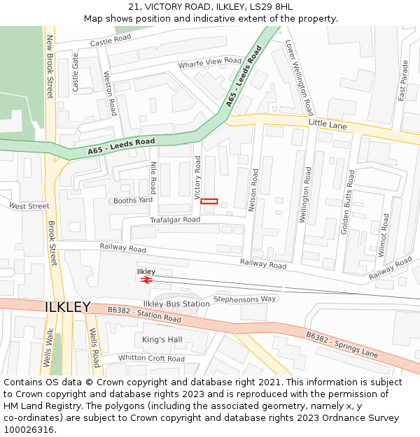 21, VICTORY ROAD, ILKLEY, LS29 8HL: Location map and indicative extent of plot