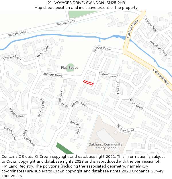 21, VOYAGER DRIVE, SWINDON, SN25 2HR: Location map and indicative extent of plot