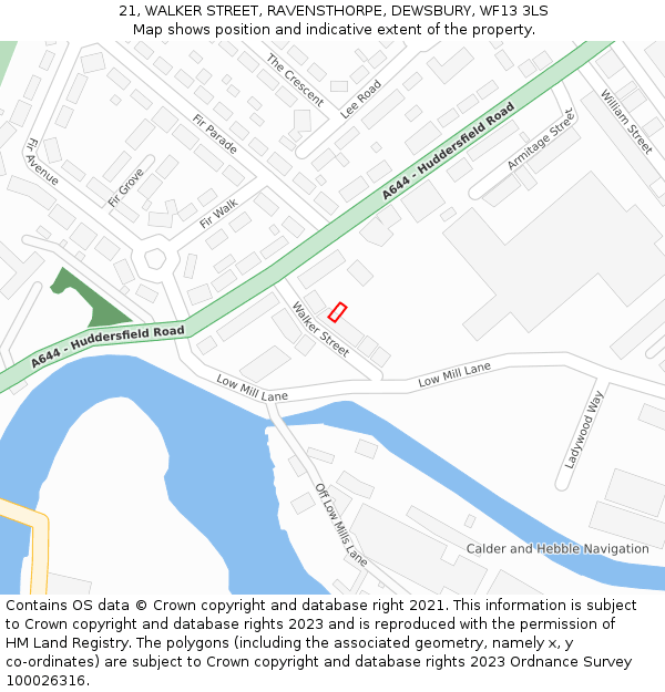 21, WALKER STREET, RAVENSTHORPE, DEWSBURY, WF13 3LS: Location map and indicative extent of plot