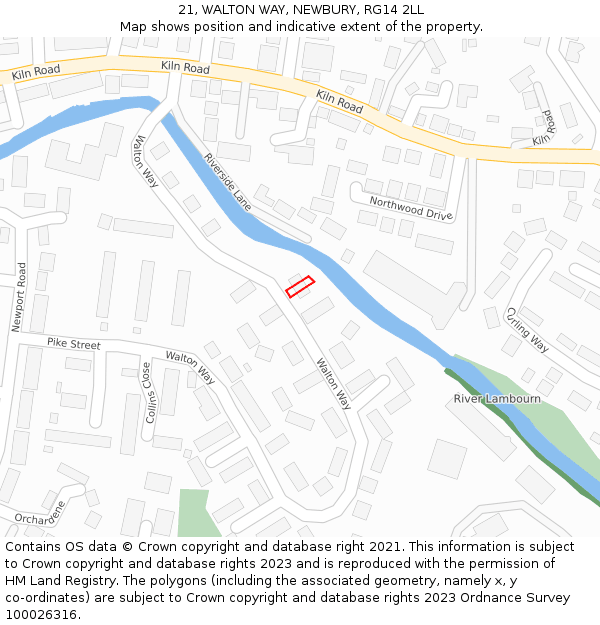 21, WALTON WAY, NEWBURY, RG14 2LL: Location map and indicative extent of plot