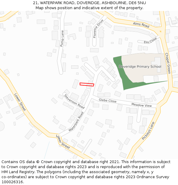 21, WATERPARK ROAD, DOVERIDGE, ASHBOURNE, DE6 5NU: Location map and indicative extent of plot