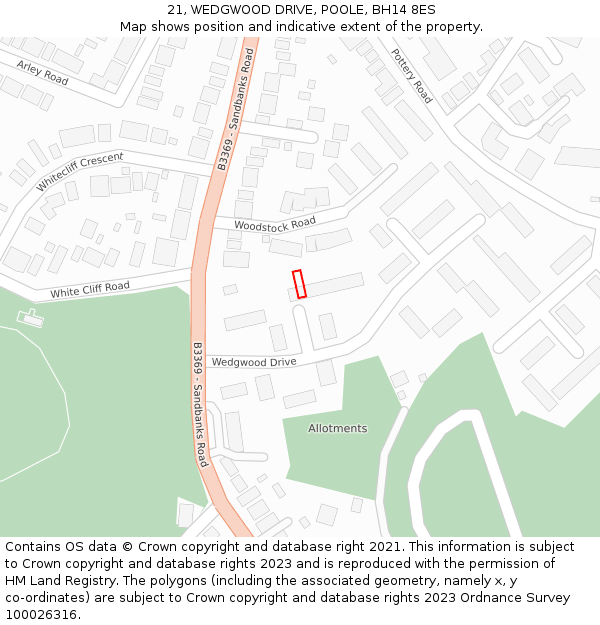 21, WEDGWOOD DRIVE, POOLE, BH14 8ES: Location map and indicative extent of plot