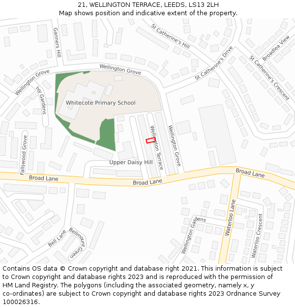 21, WELLINGTON TERRACE, LEEDS, LS13 2LH: Location map and indicative extent of plot