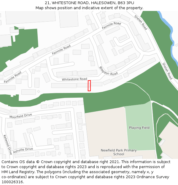21, WHITESTONE ROAD, HALESOWEN, B63 3PU: Location map and indicative extent of plot