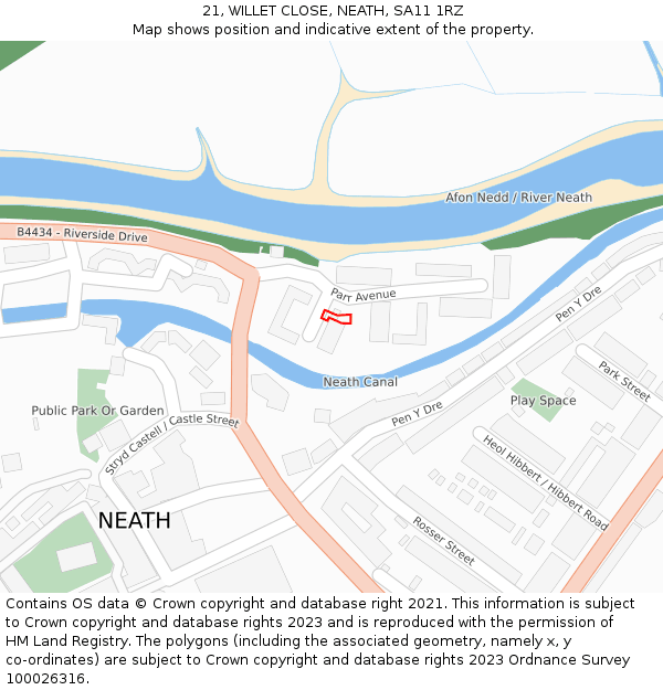21, WILLET CLOSE, NEATH, SA11 1RZ: Location map and indicative extent of plot