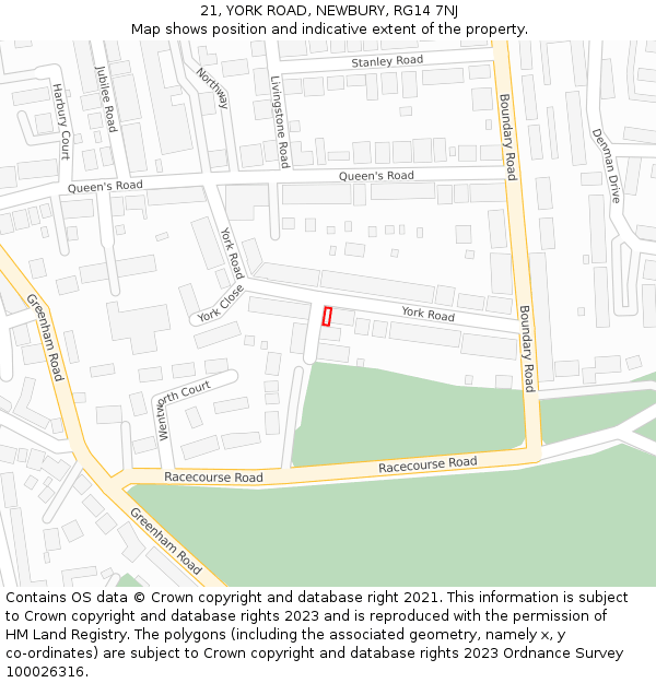 21, YORK ROAD, NEWBURY, RG14 7NJ: Location map and indicative extent of plot